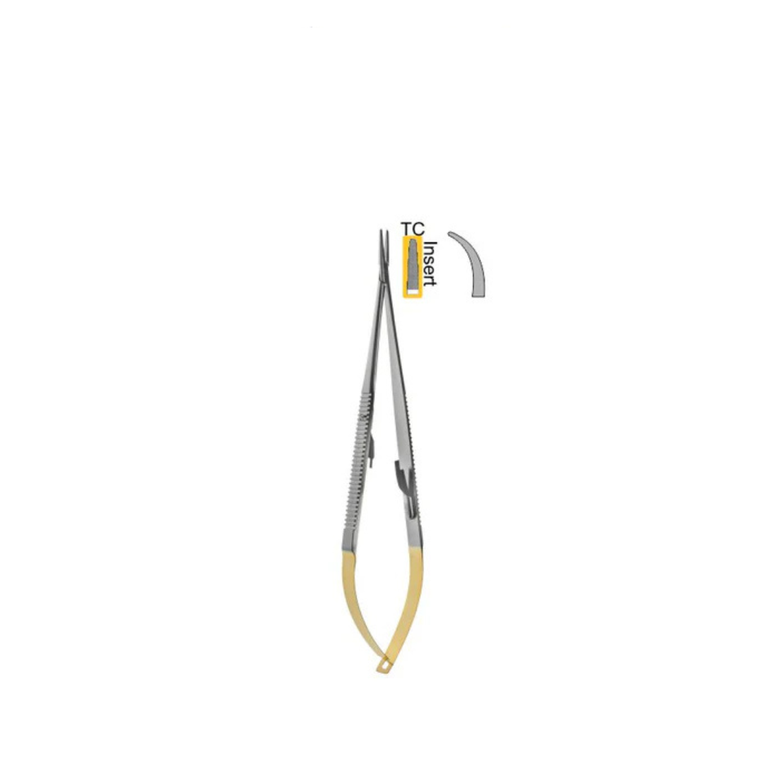 HG49-012ATC - Needle Holder, Castroviejo, 18.0 cm / 7", With TC, Curved