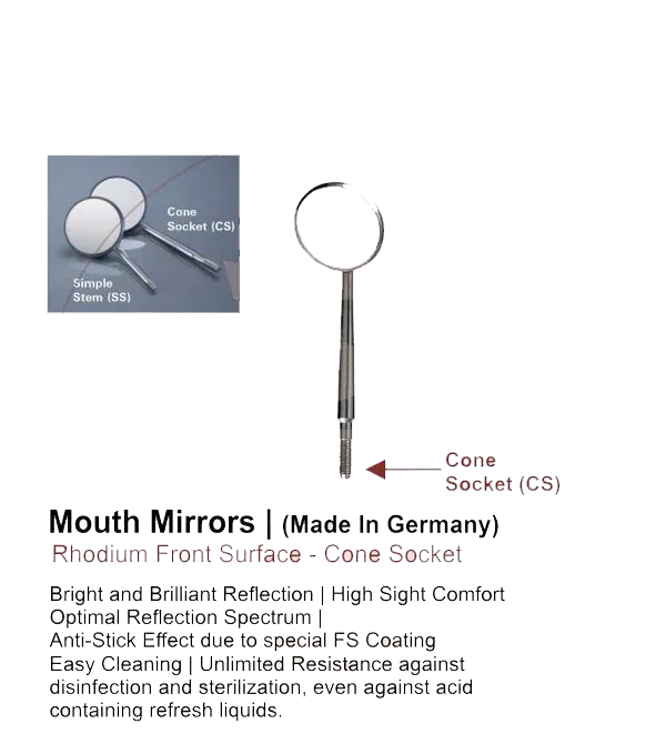 Mirror3-CS - Mouth Mirror No. 3, 20mm (Cone Socket) Rodium Coated, 12 Pcs/PKT