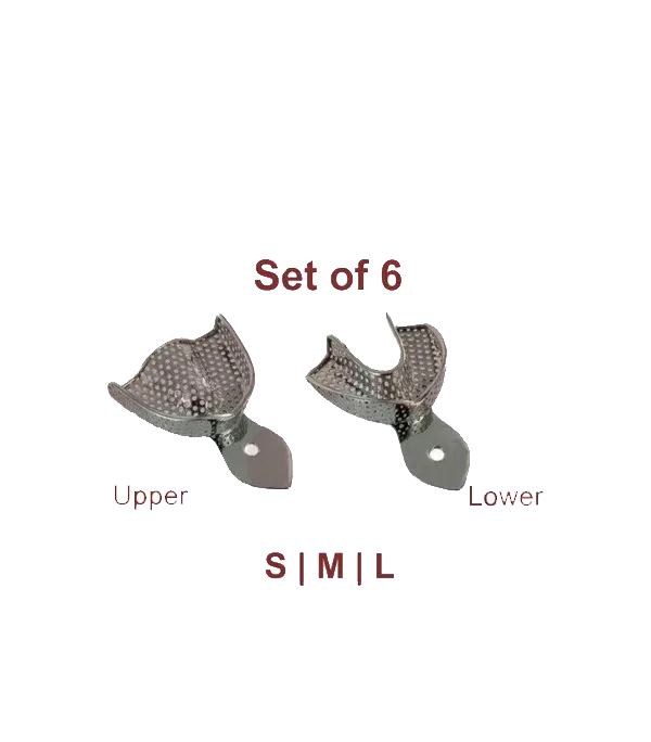 XY07-001-S06 Dental Impression Trays Set of 6 (S, M, L) Upper and Lower (Perforated)