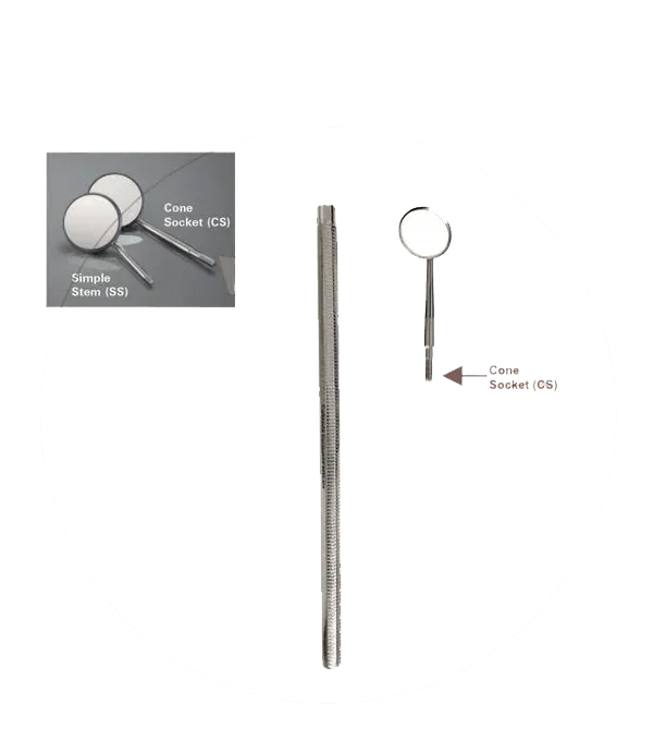 YM06-009 - Mirror Handle, Cone Socket, Solid, Hexagonal