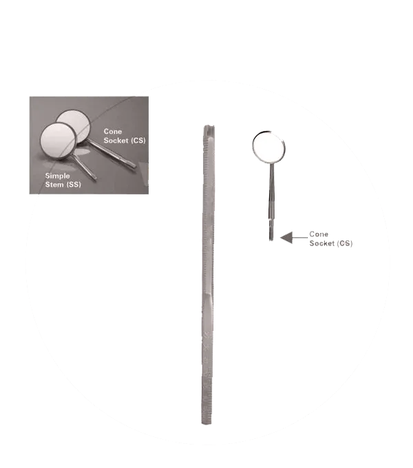 YM06-009G - Mirror Handle, Cone Socket, Solid, with Scale