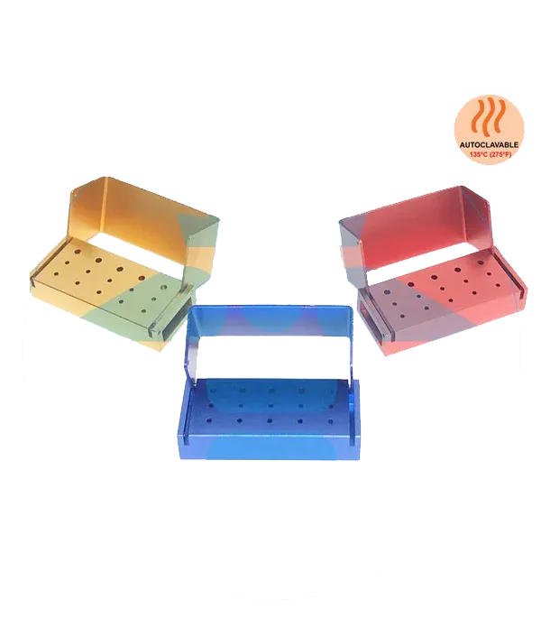 ZE-BH15 - Bur Block Aluminum 15 Holes, 10 FG / 5 RA Swivel Top Autoclavable